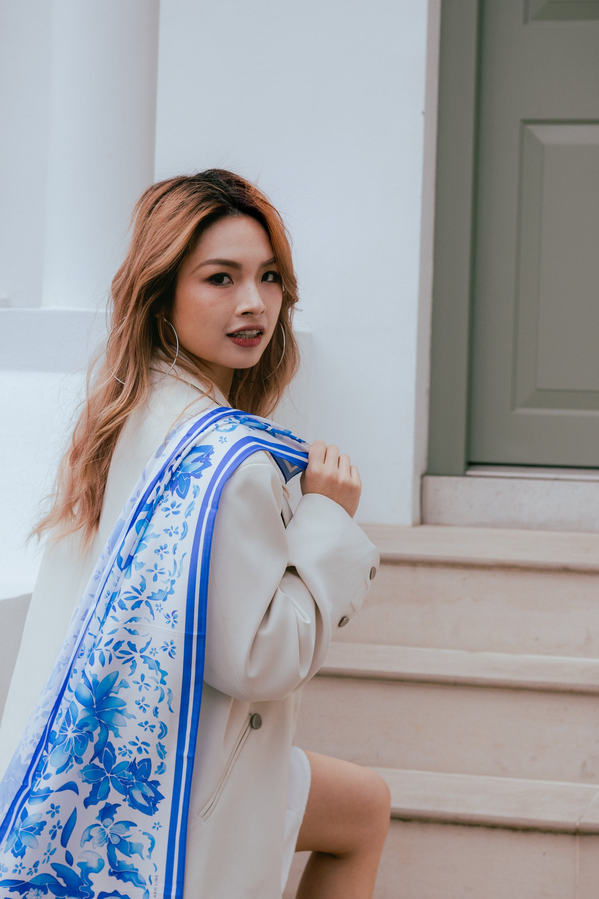 Victoria Blue - 90x90 Satin Scarf
