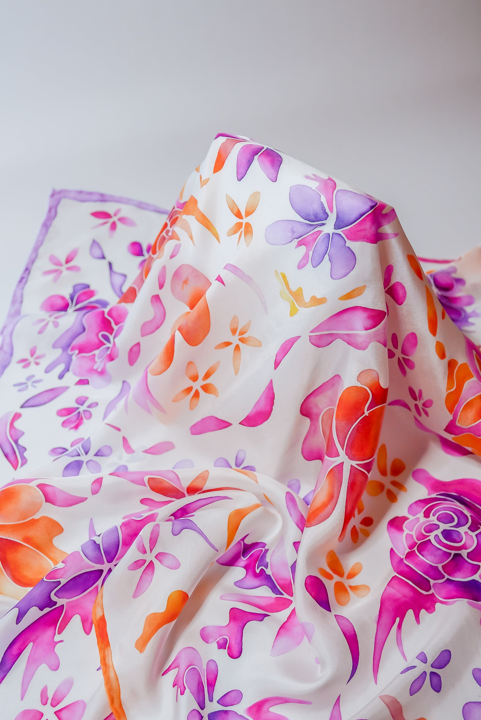 Magenta Purple Silk Scarf - Large