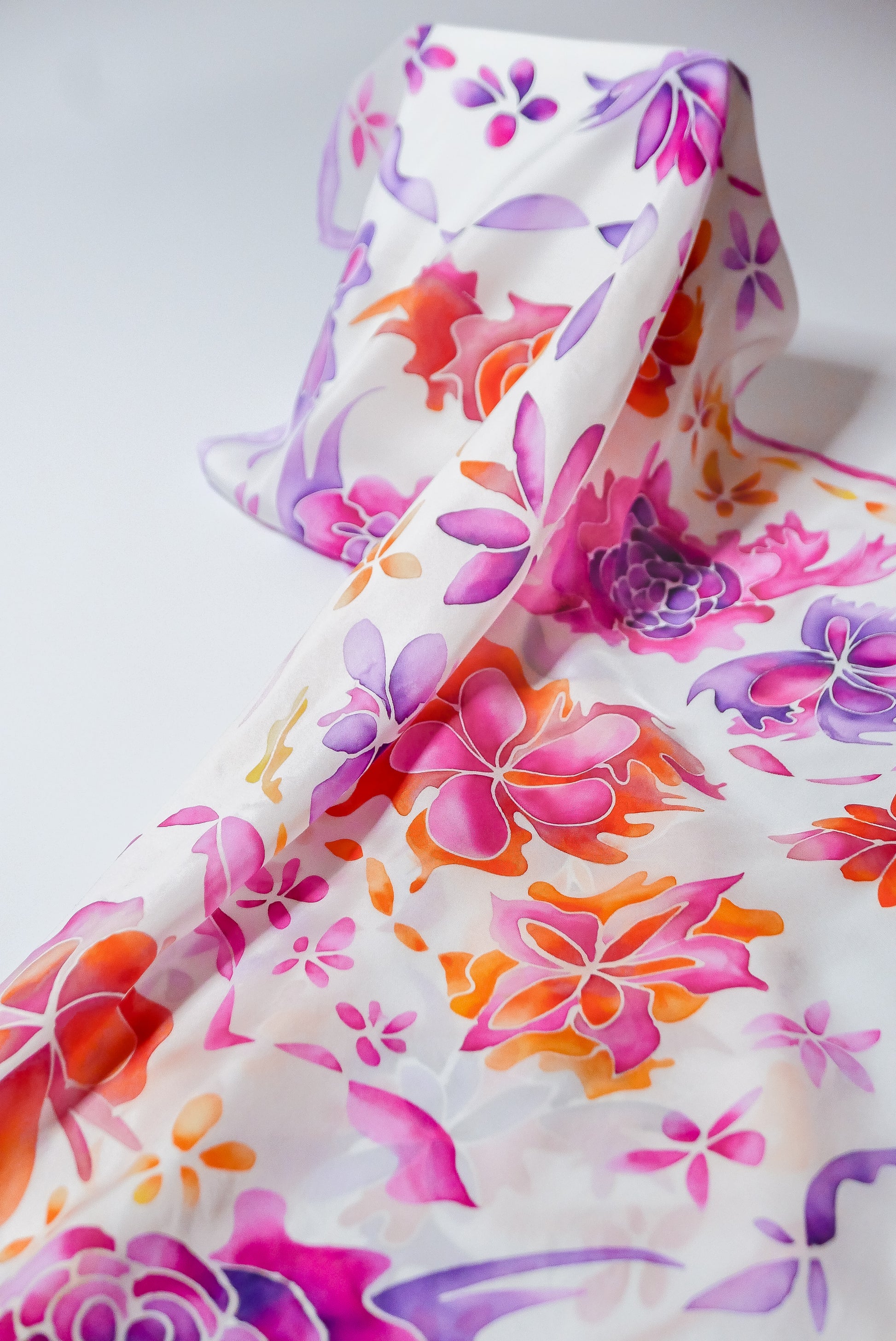 Magenta Purple Silk Scarf - Large