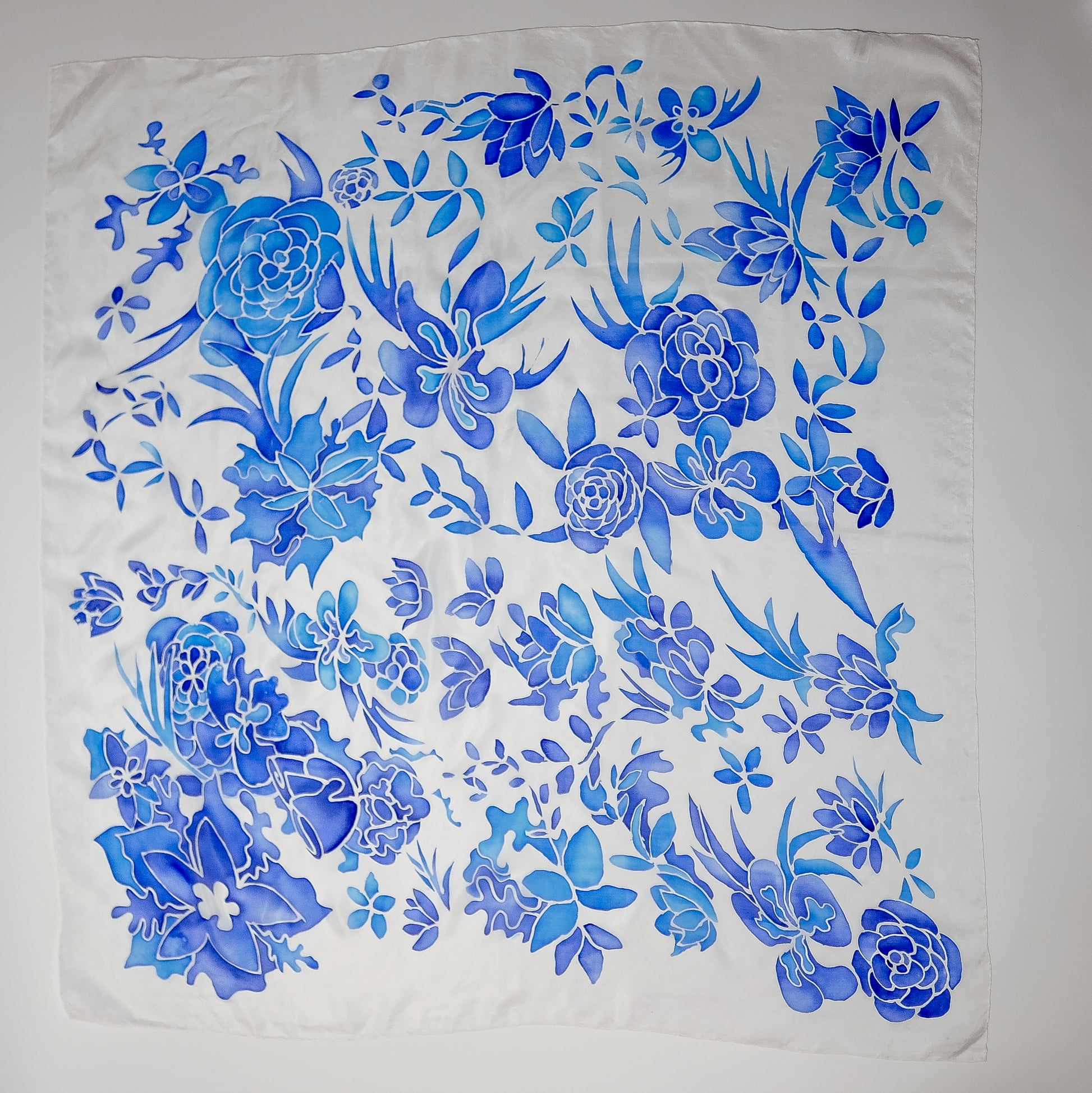 Blue Silk Scarf - Large
