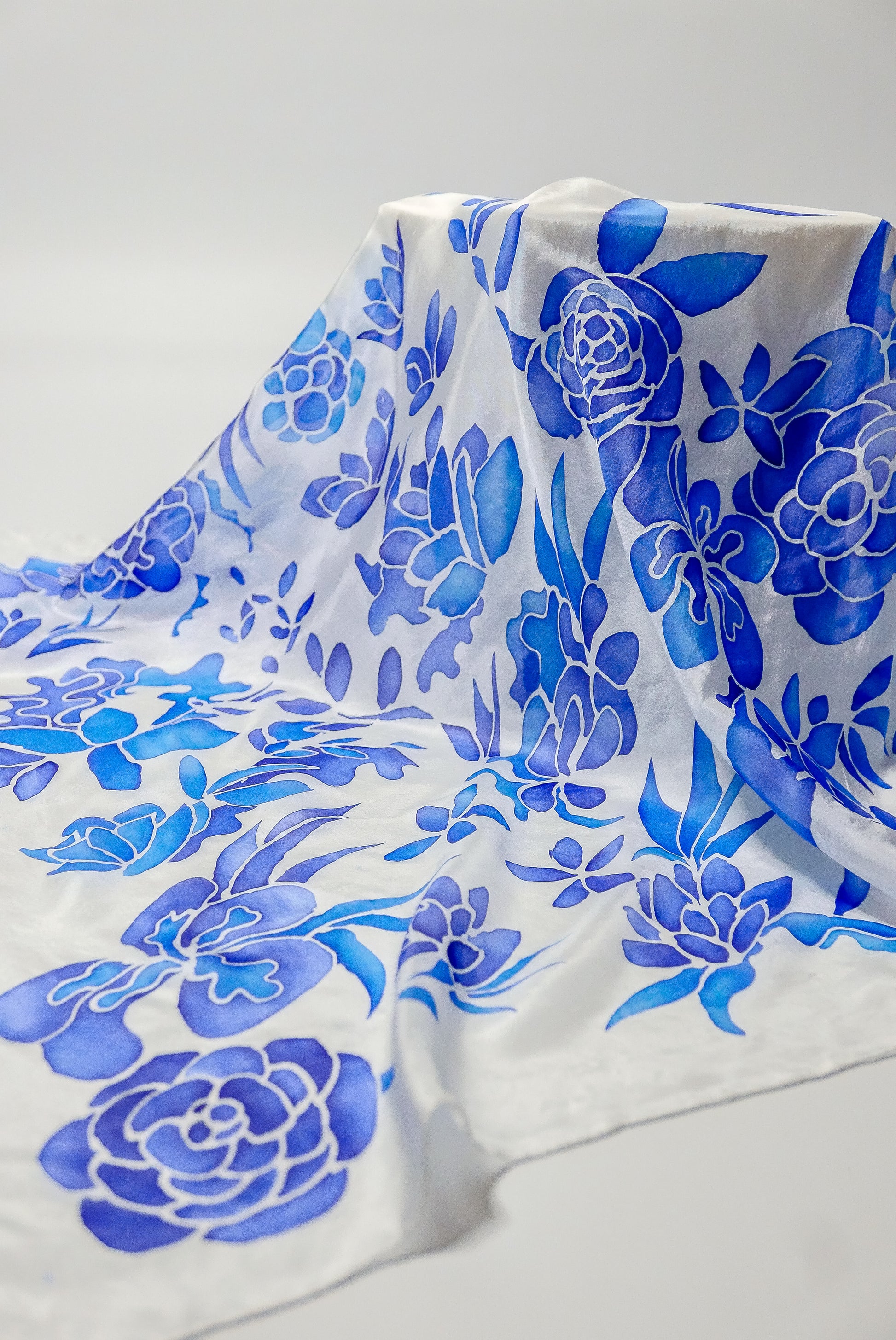Blue Silk Scarf - Large