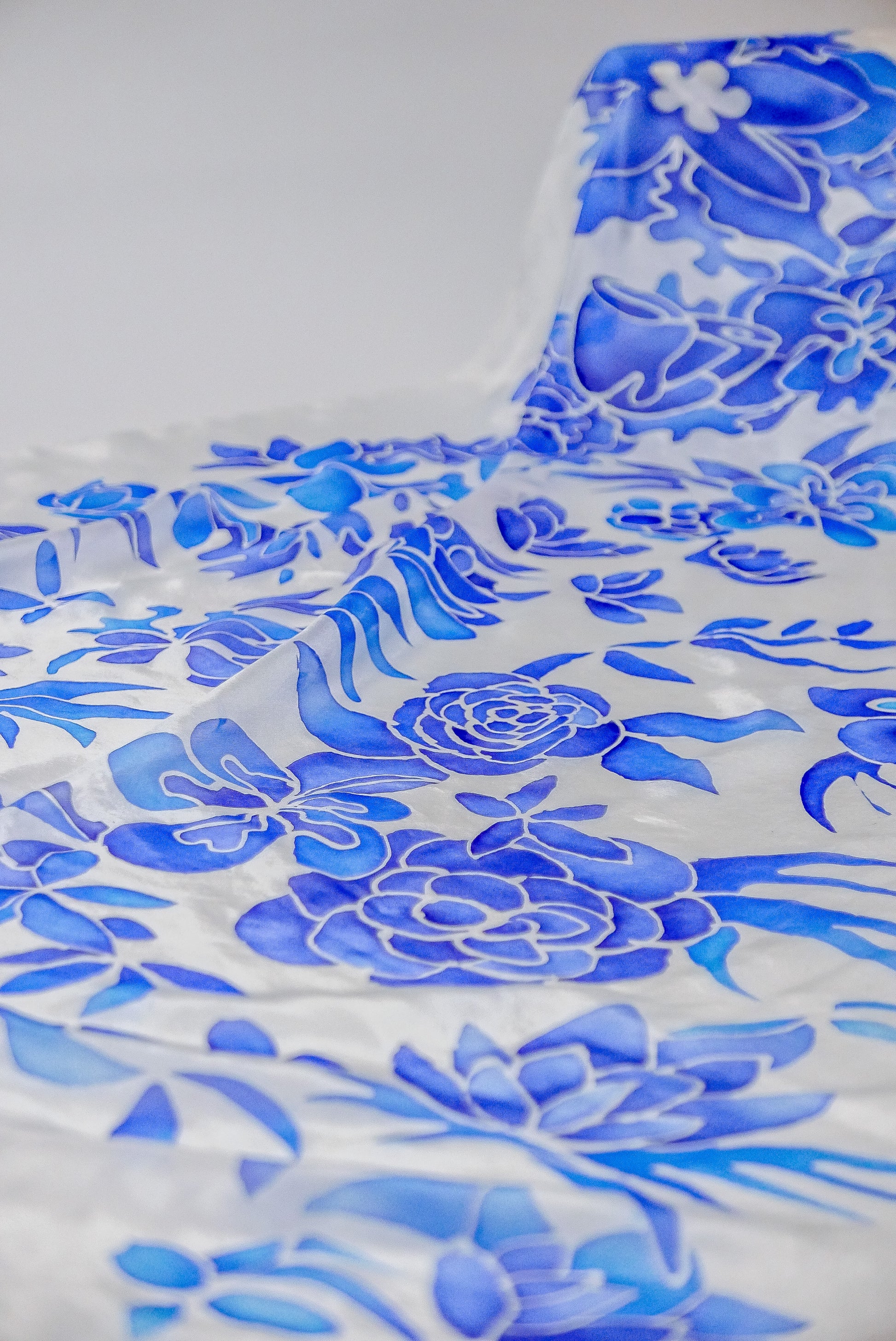 Blue Silk Scarf - Large
