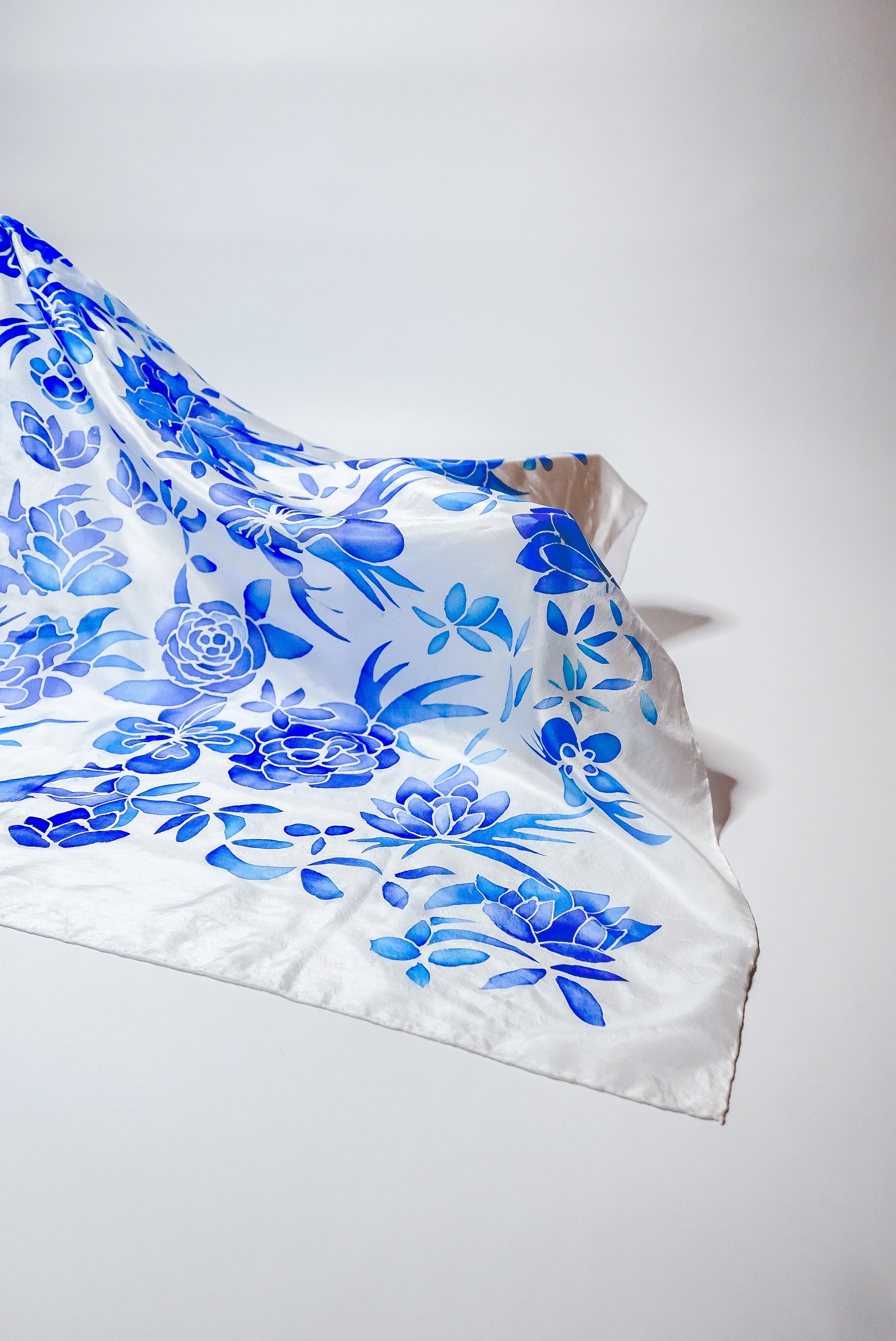 Blue Silk Scarf - Large