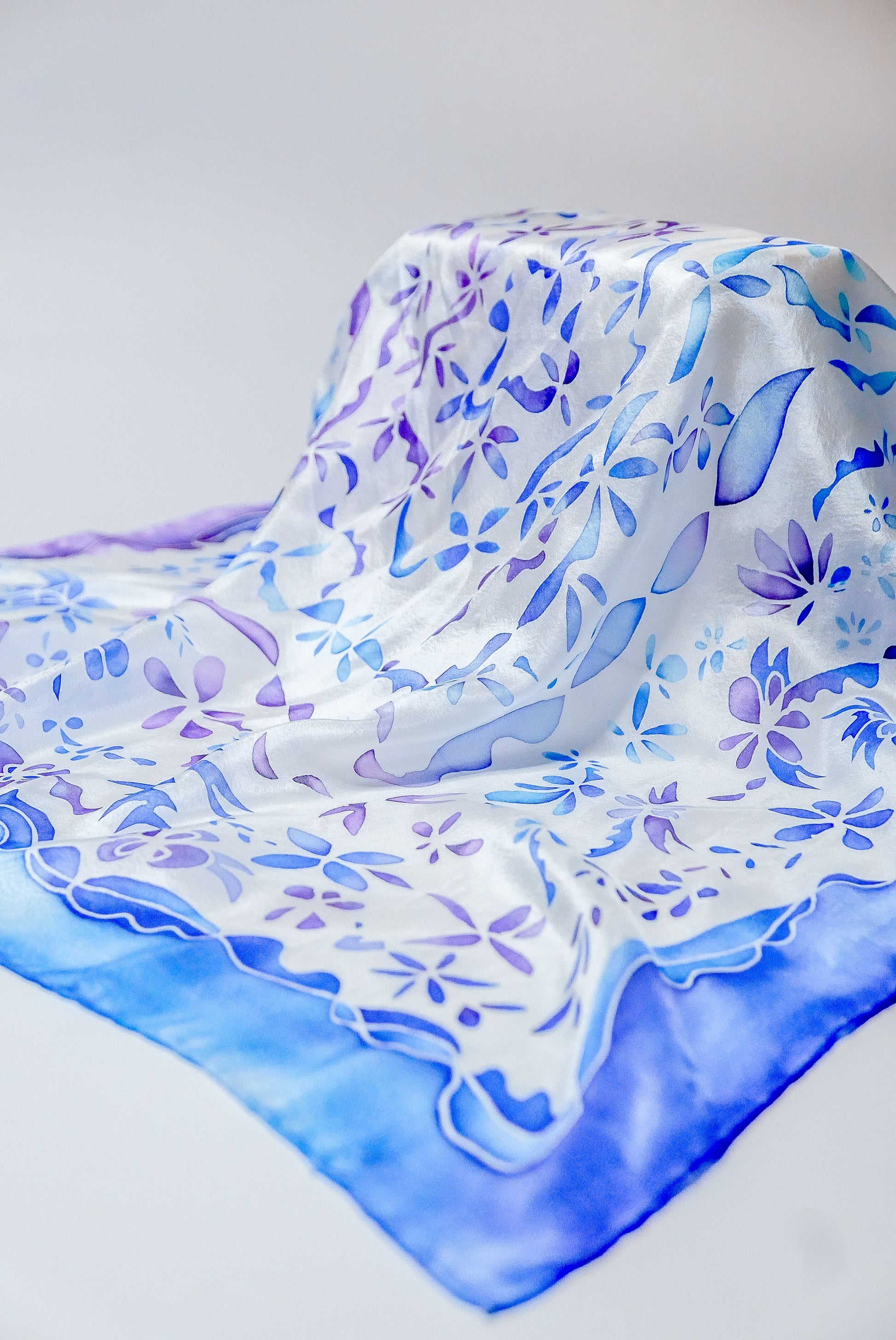 Blue Purple Silk Scarf - Large