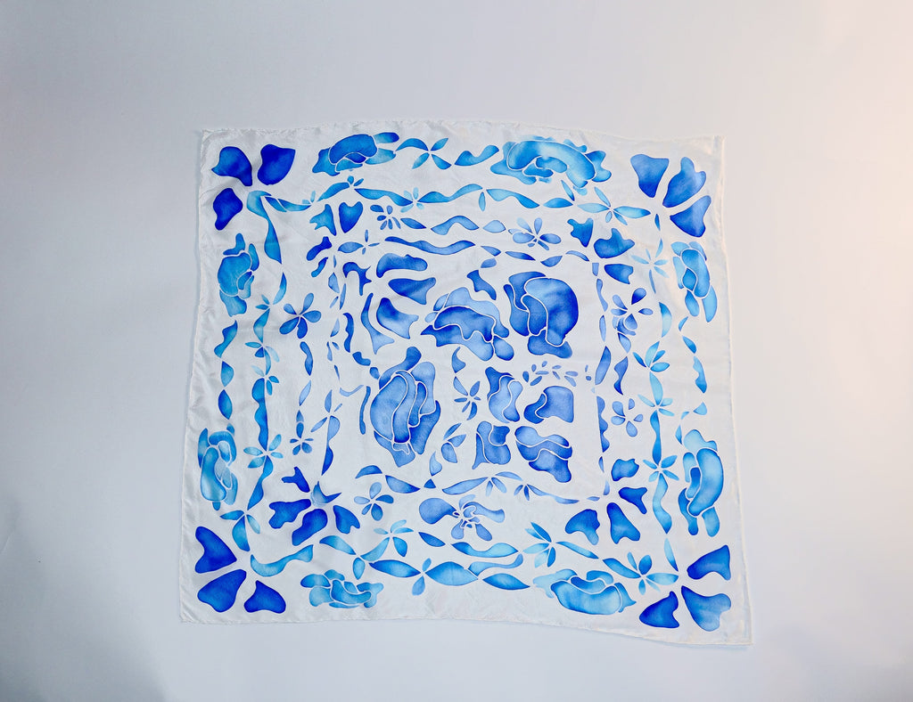 Blue Silk Scarf - Large