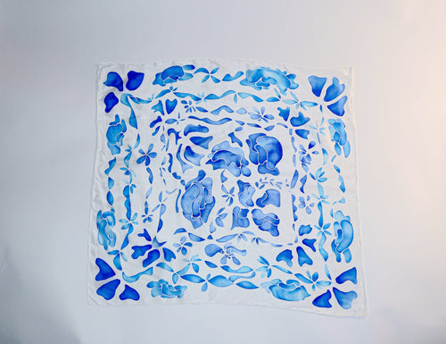Blue Silk Scarf - Large