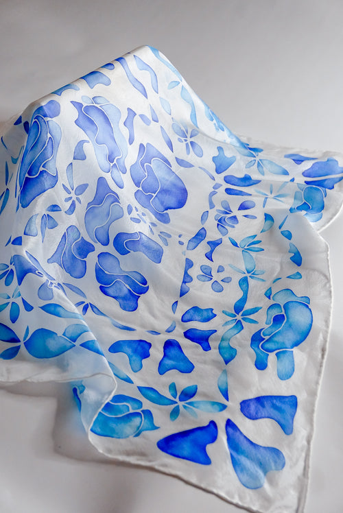 Blue Silk Scarf - Large