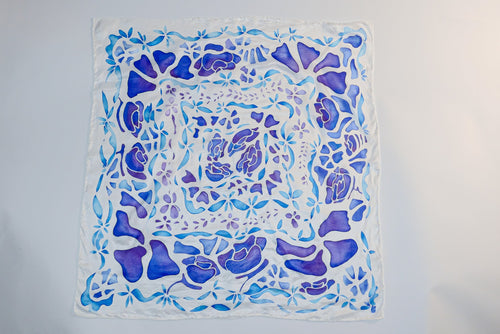 Blue Purple Silk Scarf - Large