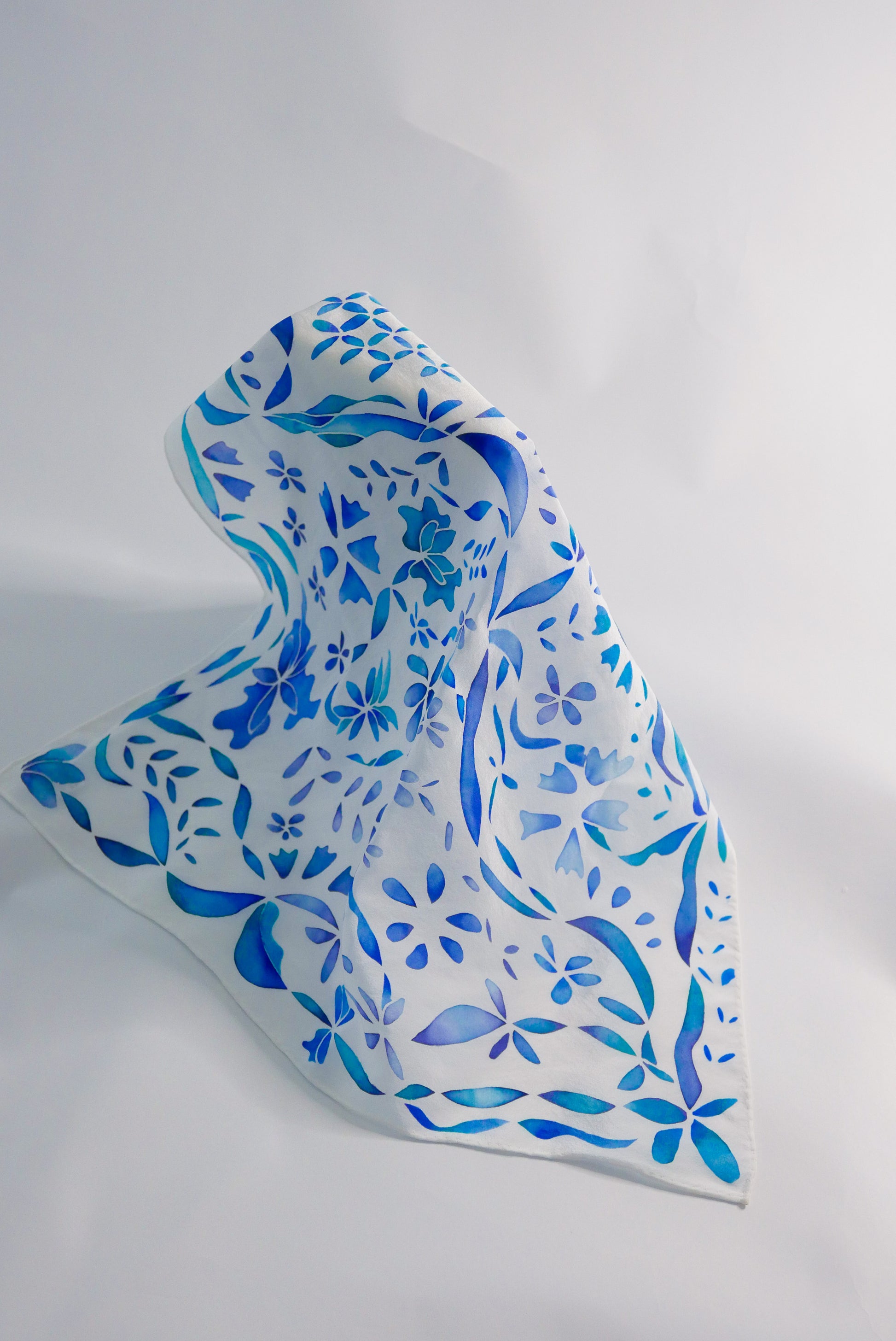 Blue Silk Scarf - Small