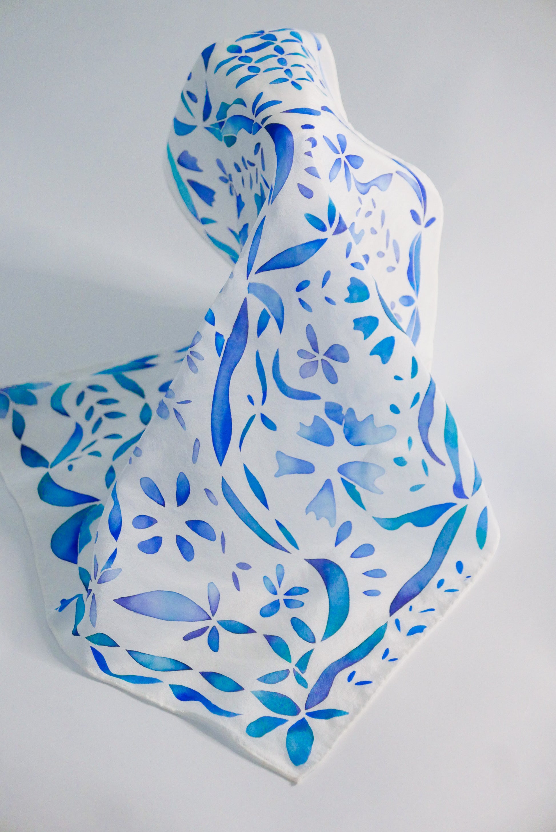 Blue Silk Scarf - Small