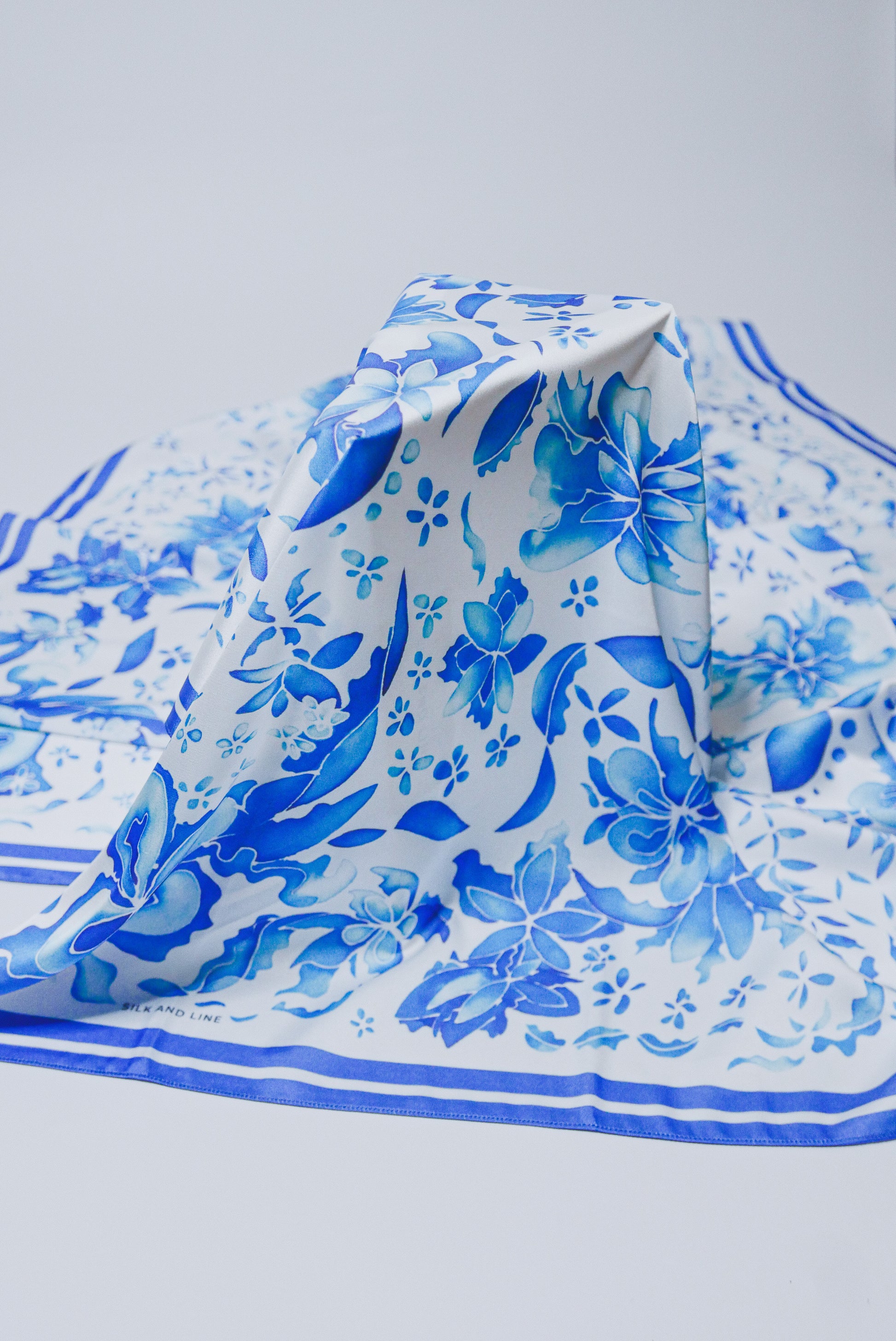 Victoria Blue - 90x90 Satin Scarf